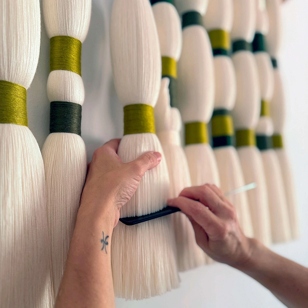 Aura Wall Hanging Handcrafted tapestry in bamboo and cotton Listening to Silence