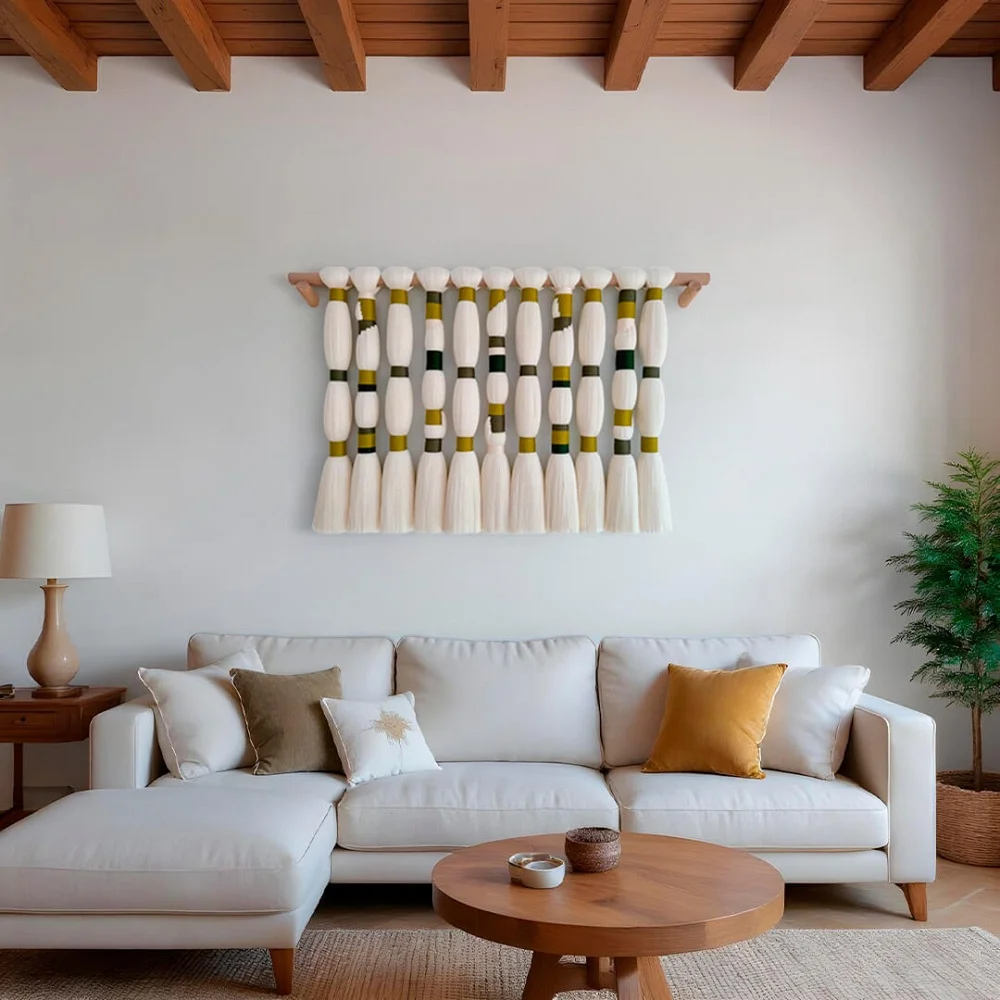 Aura Wall Hanging. Handcrafted tapestry in bamboo and cotton Listening to Silence