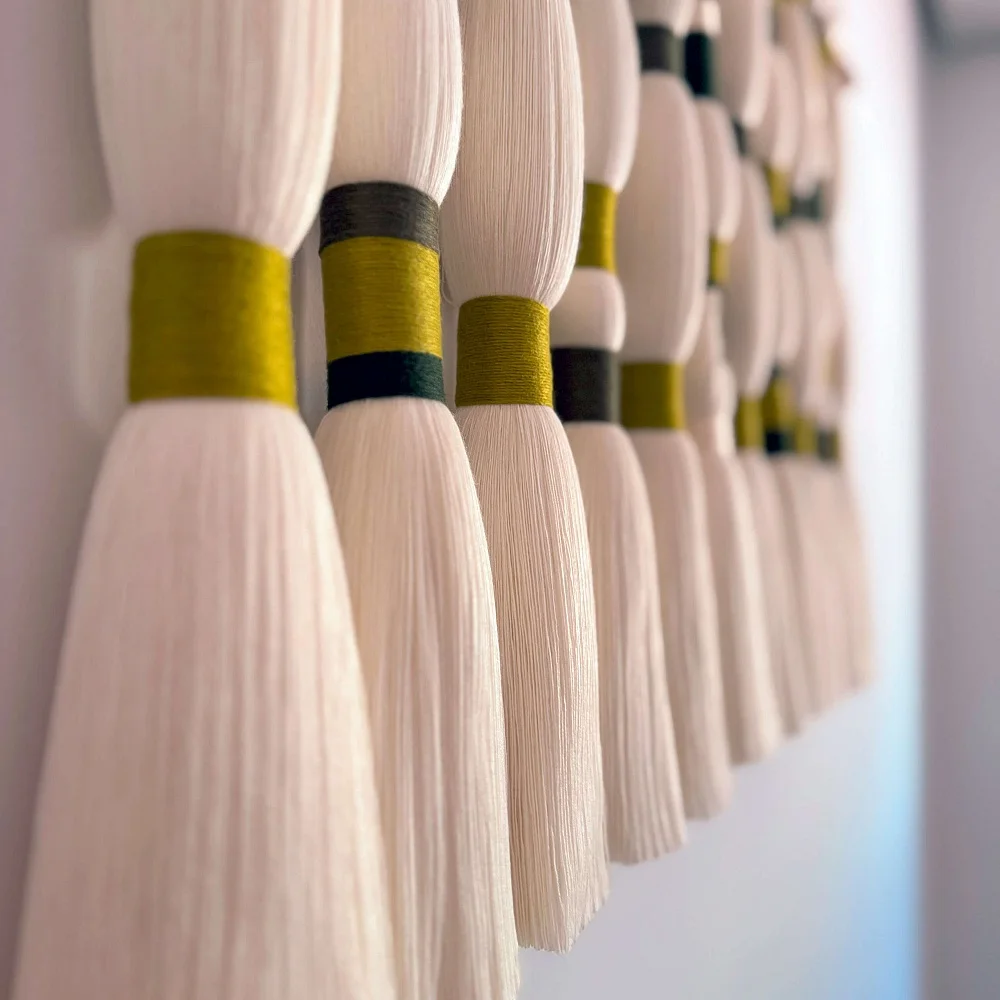 Aura Wall Hanging. Handcrafted tapestry in bamboo and cotton Listening to Silence