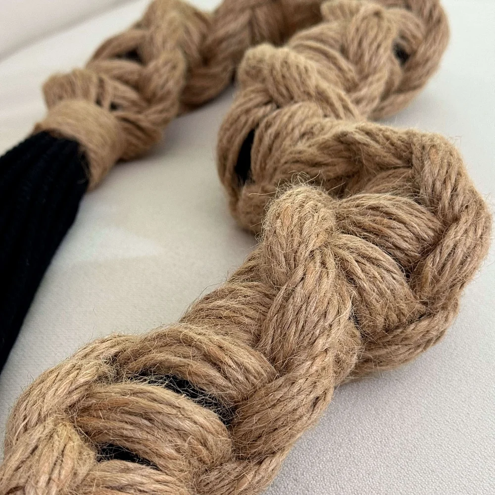 Duality II. Macramé decorative hanging in jute and bamboo