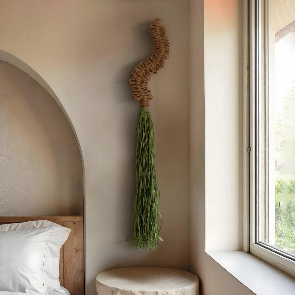 Selva Escultura textil en yute y rafia