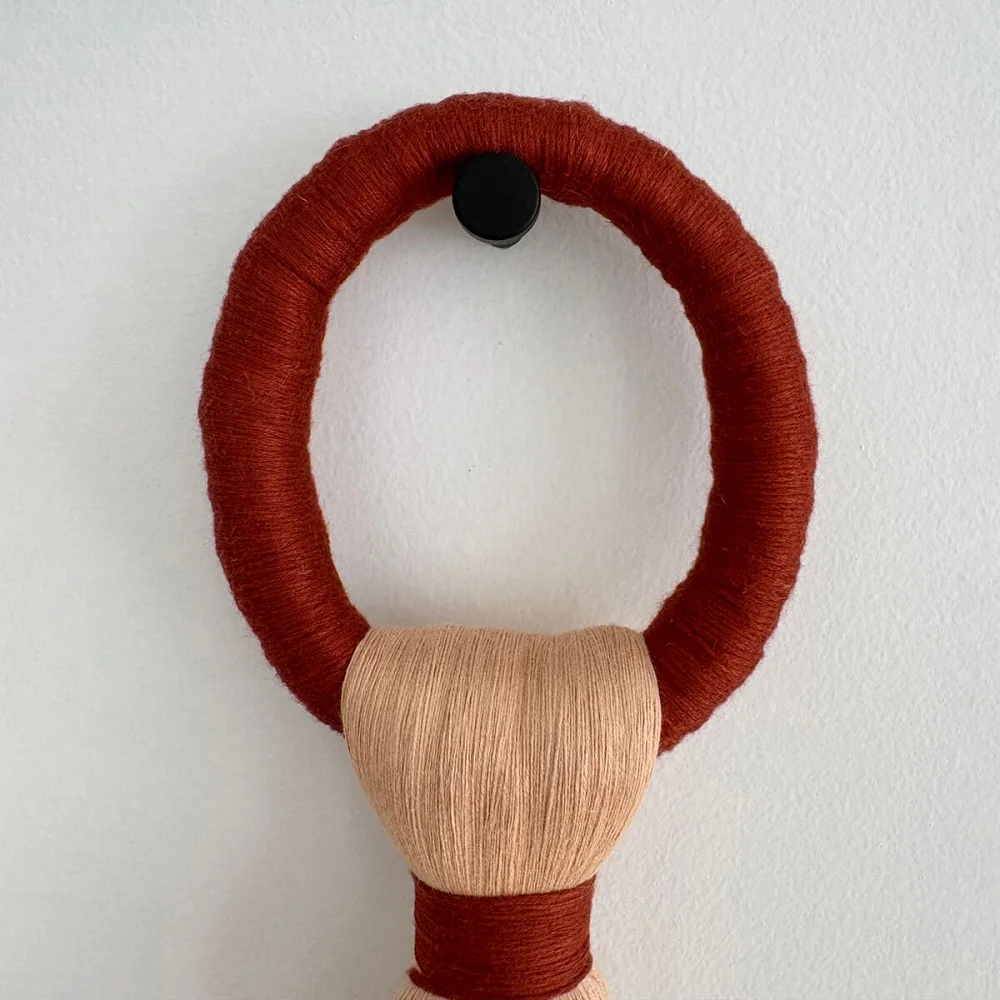 Senda Hoop. Handcrafted textile wall sculpture in natural fibers
