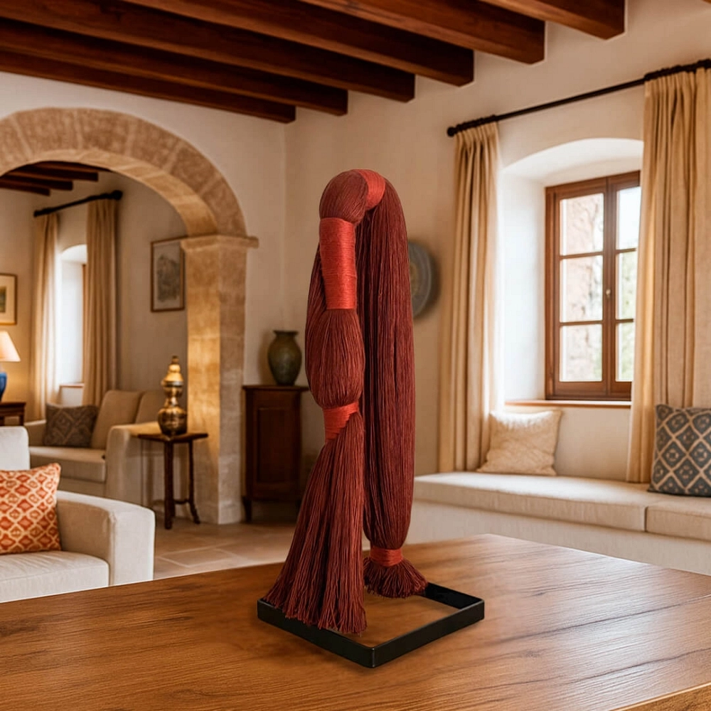 Susurro Coral Escultura textil de mesa en bambú